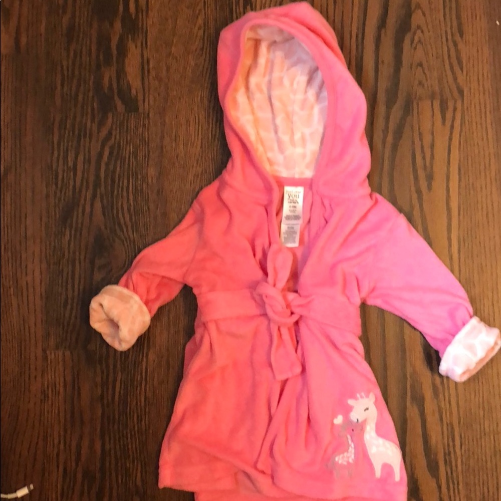 0-9m pink giraffe bath robe